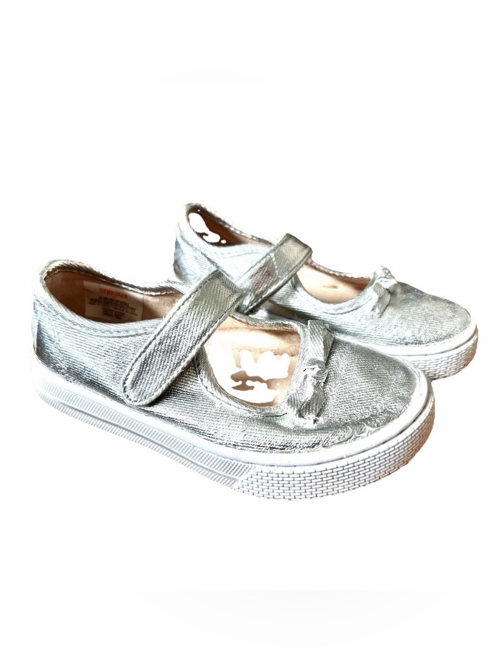 Gymboree Girls cute bowl shiny silver strap shoes for toddler girls size 11